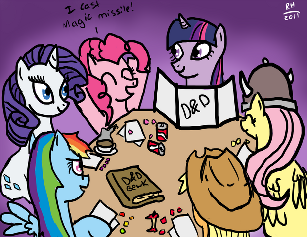 File:22426 - applejack artist-noisemaker111 book D&D dexterous hooves dungeons and dragons fluttershy hat pinkie pie rainbow dash rarity snacks twilight sparkle viking.png