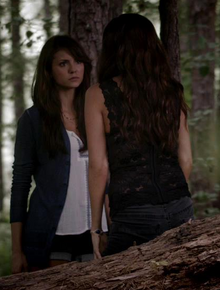 Katherine-pierce-and-bebe-v-neck-lace-top-gallery-0