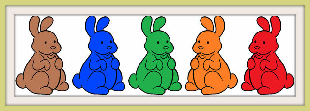 File:Five Chocolate Bunnies Colorful Frames.jpg