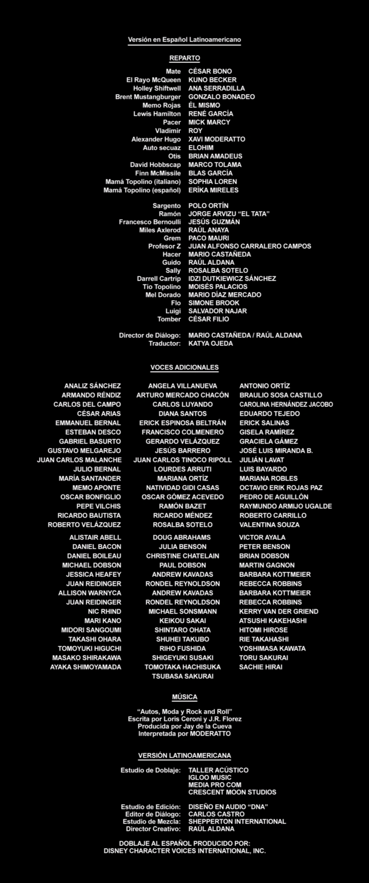 Image Cars 2 Latin Spanish Credits.png Anime VoiceOver Wiki