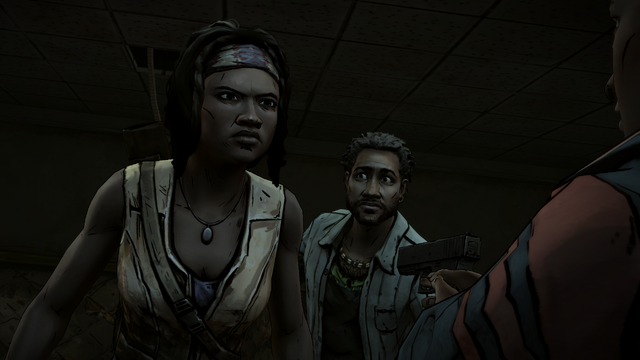 File:ITD Greg Threatening Michonne.png