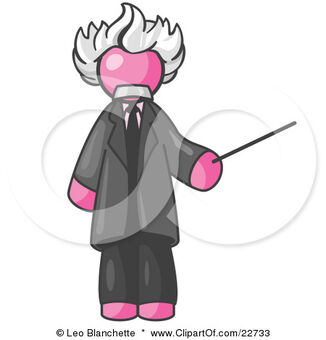 22733-Clipart-Illustration-Of-A-Pink-Man-Depicted-As-Albert-Einstein-Holding-A-Pointer-Stick