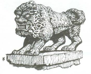 Temple Dog Cathay 3rd Edition Tony Ackland Black&White Illustration