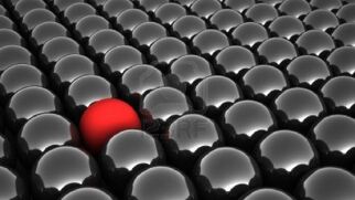 9345949-3d-black-steel-spheres-and-one-contrast-red-sphere