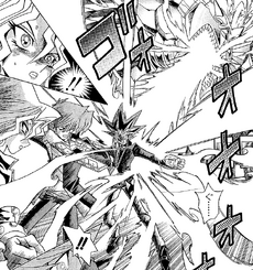 Dark Yugi blocks Ra